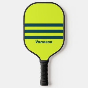 Raquette De Pickleball Rétro HI VIS Jaune Trois Bandes avec Nom