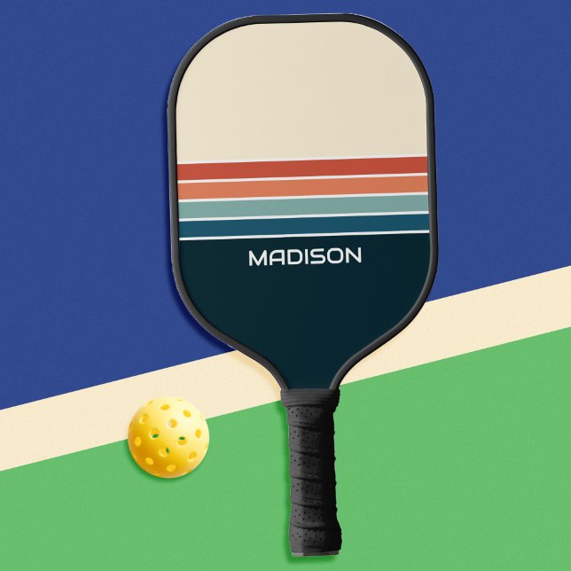 Raquette De Pickleball Retro les années 70 bandes personnalisées (Créateur téléchargé)