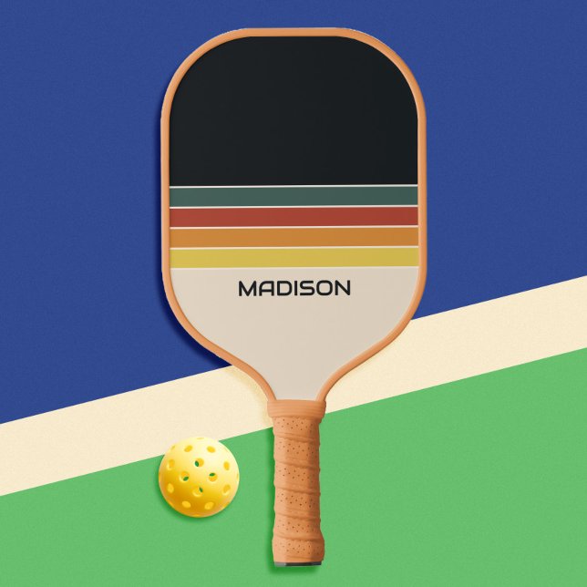 Raquette De Pickleball Retro les années 70 bandes personnalisées (Créateur téléchargé)
