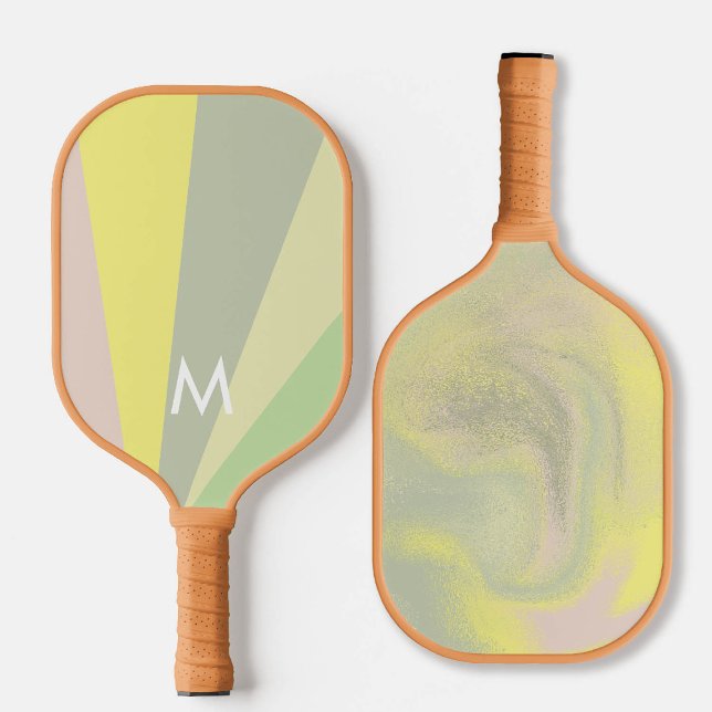 Raquette De Pickleball Rétro Olive Sorbet Monogramme Moderne Personnalisé (personalized pickleball paddle monogram retro mint green mauve purple pink custom sports gift)