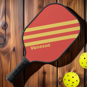 Raquette De Pickleball Rétro Surf Coucher de soleil Trois Bandes avec Nom