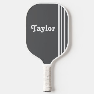 Raquette De Pickleball Rétro tendance Rayures blanches mod gris Personnal