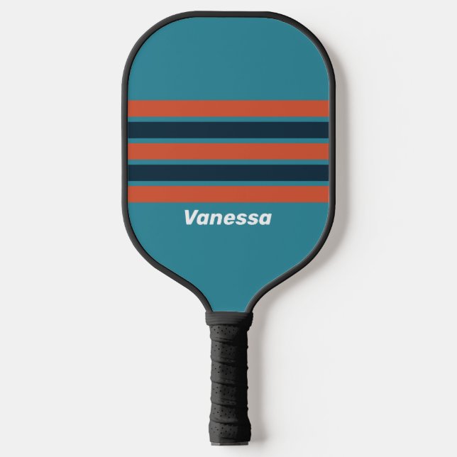 Raquette De Pickleball Retro Turquoise Splash Accroche avec nom (Recto)