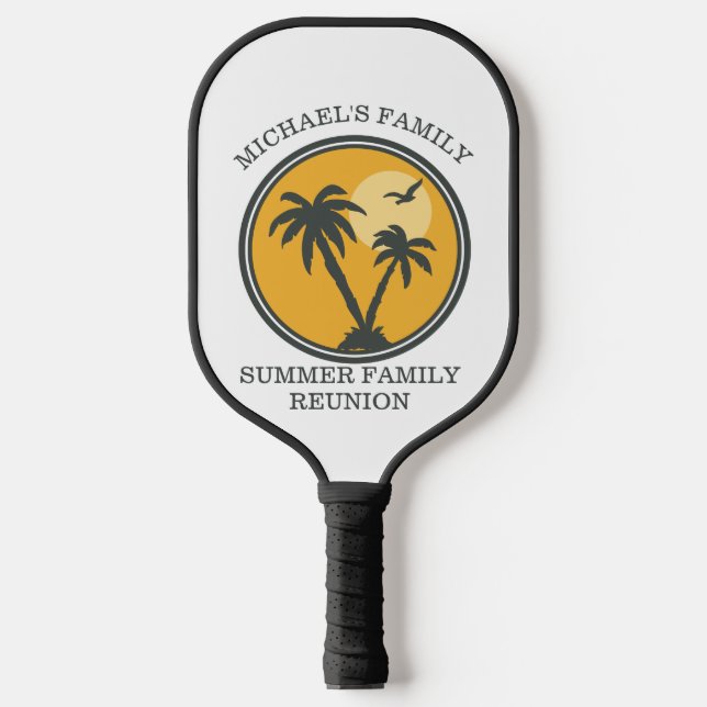 Raquette De Pickleball Réunion en famille Summer Sunset Beach Palmier (Recto)