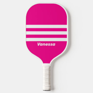 Raquette De Pickleball Rose Rétro Sucette Trois Bandes avec Nom