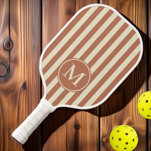 Raquette De Pickleball Roses pâles avec monogramme et rayures Polo de mil