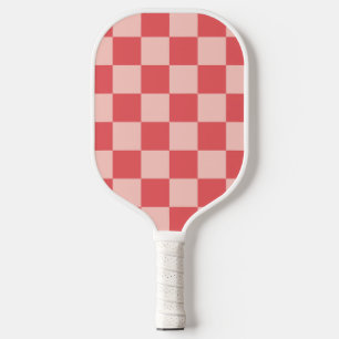 Raquette De Pickleball Rouge rose À damiers En vichy Motif