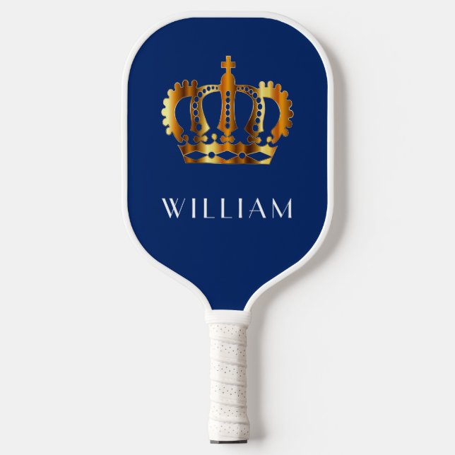Raquette De Pickleball Royal Faux Gold Crown Blue Customisé (Recto)