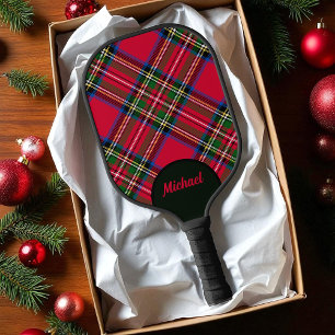 Raquette De Pickleball Royal Stewart Tartan Plaid avec nom