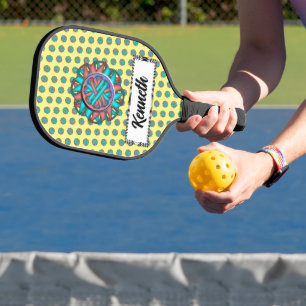 Raquette De Pickleball Ruban de fleurs rose Turquoise par Kenneth Yoncich