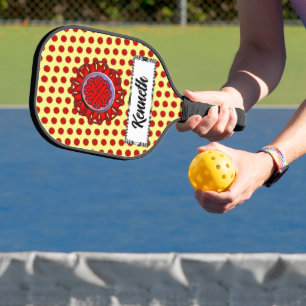 Raquette De Pickleball Ruban de fleurs rouges par Kenneth Yoncich