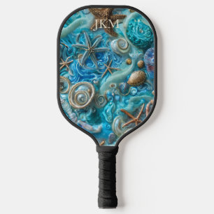 Raquette De Pickleball Sable Aqua apaisant, Surf & Starfish Monogramme