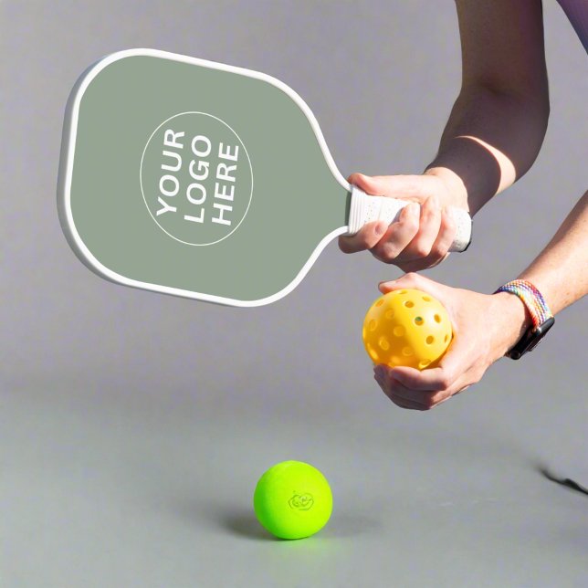 Raquette De Pickleball Sage Green Logo l Professionnel Marque Entreprise (Créateur téléchargé)