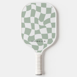 Raquette De Pickleball Sage Green Warped Checkerboard Pickleball Paddle