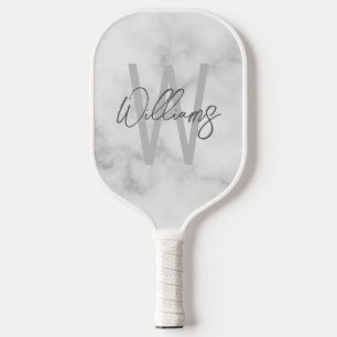 Raquette De Pickleball Script moderne Monogramme personnalisé et nom