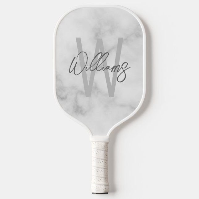 Raquette De Pickleball Script moderne Monogramme personnalisé et nom (Recto)