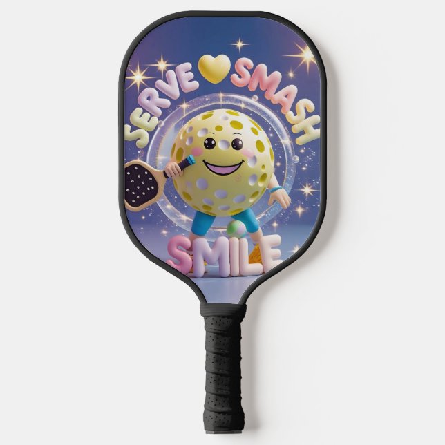 Raquette De Pickleball Servez-vous. Putain. Souriez. - Cute Kawaii Pickle (Recto)