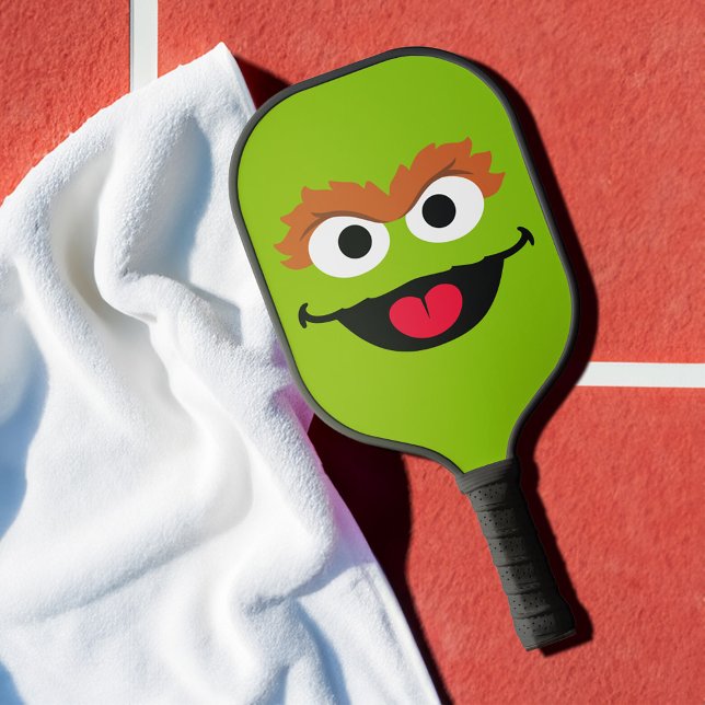 Raquette De Pickleball Sesame Street Oscar the Grouch Face (Pickleball paddle on court)