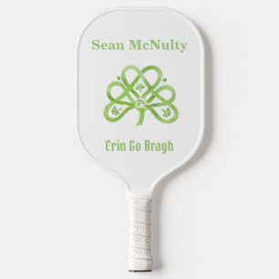 Raquette De Pickleball Shamrock d'aquarelle vert celtique PERSONNALISÉ