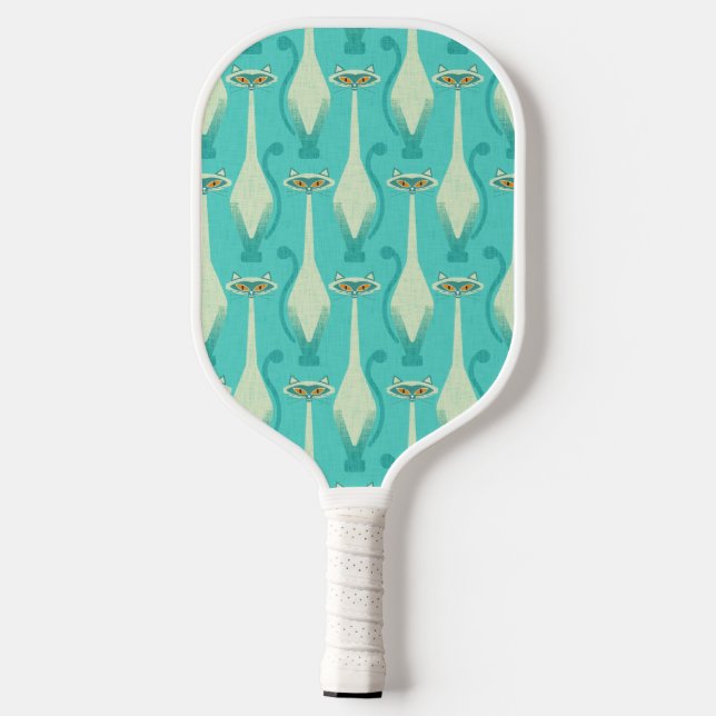 Raquette De Pickleball Siamese curious cat - turquoise et orange (Verso)