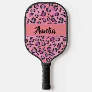 Raquette De Pickleball Signature rétro rose et orange léopard
