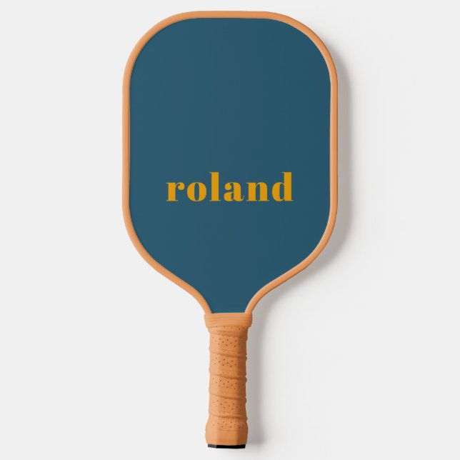 Raquette De Pickleball Simple Bold Blue Orange Nom Pickleball Paddle (Verso)