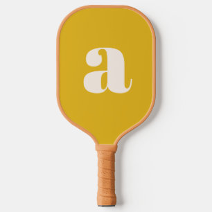 Raquette De Pickleball Simple été jaune gras Rétro Monogramme Initiale
