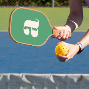 Raquette De Pickleball Simple Monogramme Initial Retro Gras Vert Été