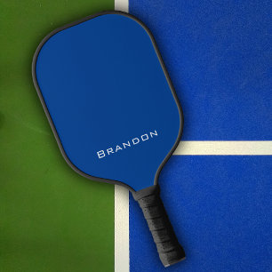 Raquette De Pickleball Simple prénom Elégant moderne Dark Navy Bleu