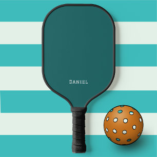 Raquette De Pickleball Simple prénom Élégant moderne Police foncé Turquoi