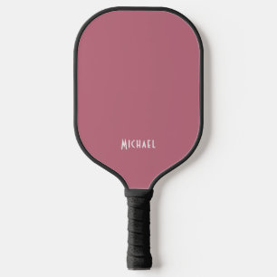 Raquette De Pickleball Simple prénom Elégant Rose moderne Rouge & Blanc