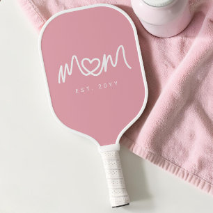 Raquette De Pickleball Simple Rose Écriture de cœur mignon Maman Établie 