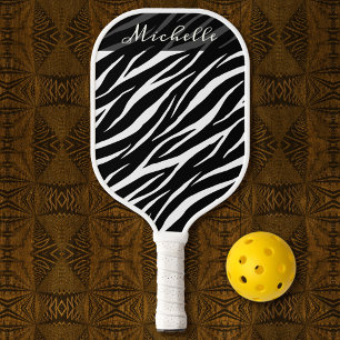 Raquette De Pickleball Simple Zebra Print Black White Cute Modern Motif