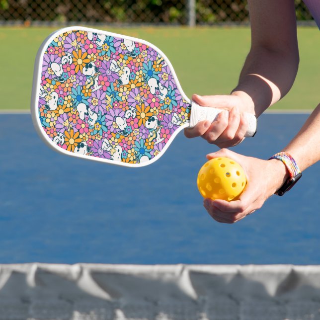 Raquette De Pickleball Snoopy & Motif de fleurs de bois (Insitu)