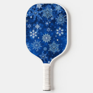 Raquette De Pickleball Snowflakes de Noël Bleu et argent
