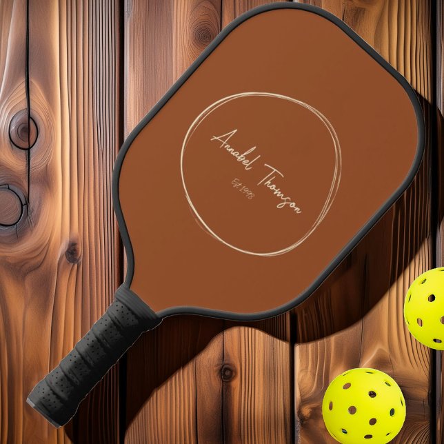 Raquette De Pickleball Soleil du désert moderne du milieu du siècle | Nom (Créateur téléchargé)