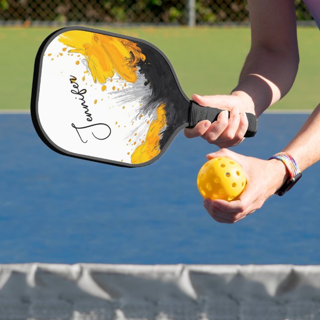 Raquette De Pickleball Splash or sur le nom personnel noir (Insitu)