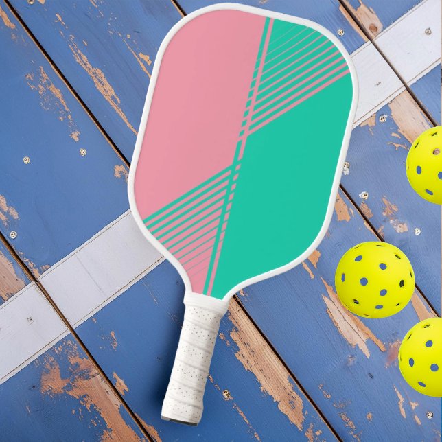 Raquette De Pickleball Sport Turquoise rose moderne Fractionné Fade (Créateur téléchargé)