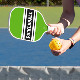 Raquette De Pickleball Sportif Gras Vert Noir Blanc Rayures de Course Tex