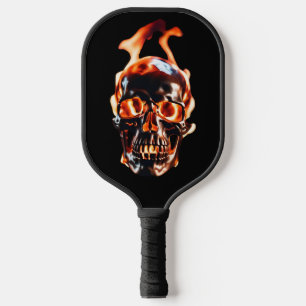 Raquette De Pickleball Squelette rétro mort brûlant crâne en feu