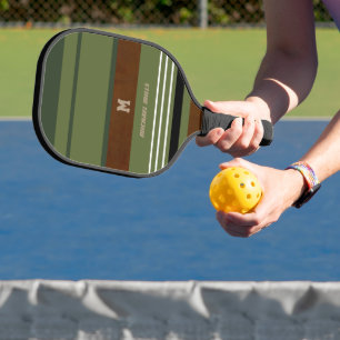 Raquette De Pickleball Stripes modernes avec nom Stylish Pickleball Paddl