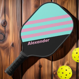Raquette De Pickleball Stripes vintages de nuit sport avec nom
