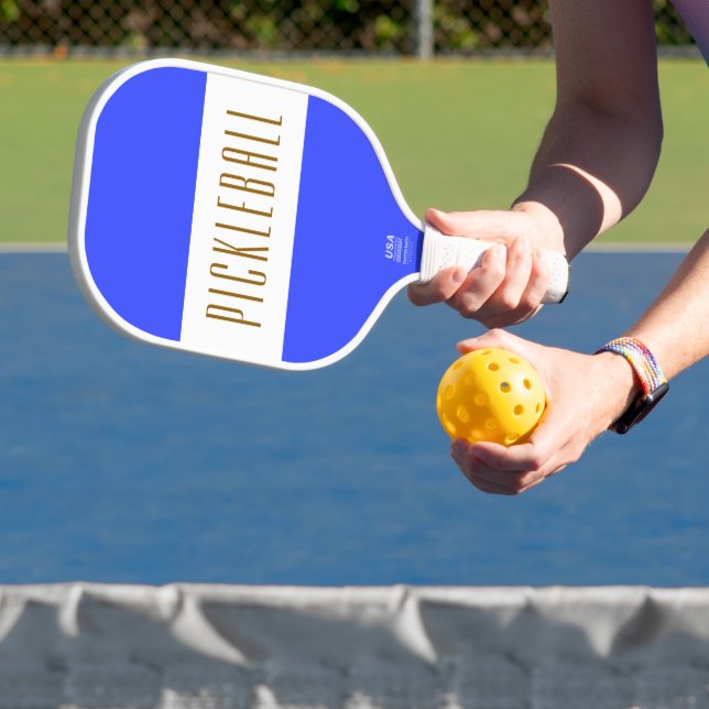 Raquette De Pickleball Style Bleu clair Bleu Bleu PICKLEBALL Stripes Text (Insitu)