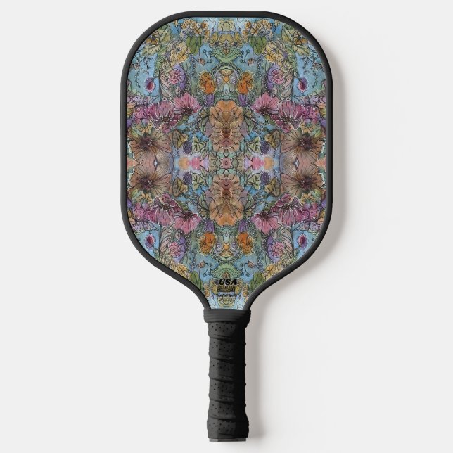 Raquette De Pickleball Style Chic Flower Garden aquarelle peinture (Recto)