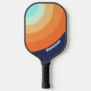Raquette De Pickleball Style Rétro Vintage Cercle Lisse Rayure avec Nom