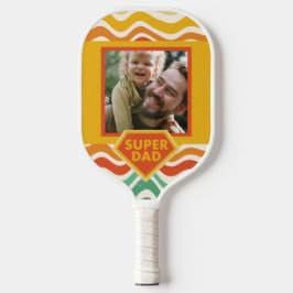Raquette De Pickleball Super Papa photo personnalisée avec ondes rétro