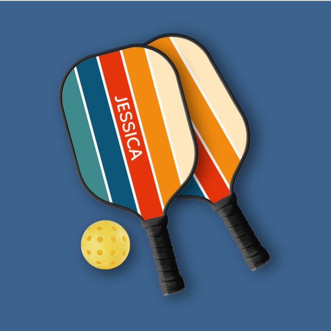 Raquette De Pickleball Tendance Retro Striped Personal (Créateur téléchargé)