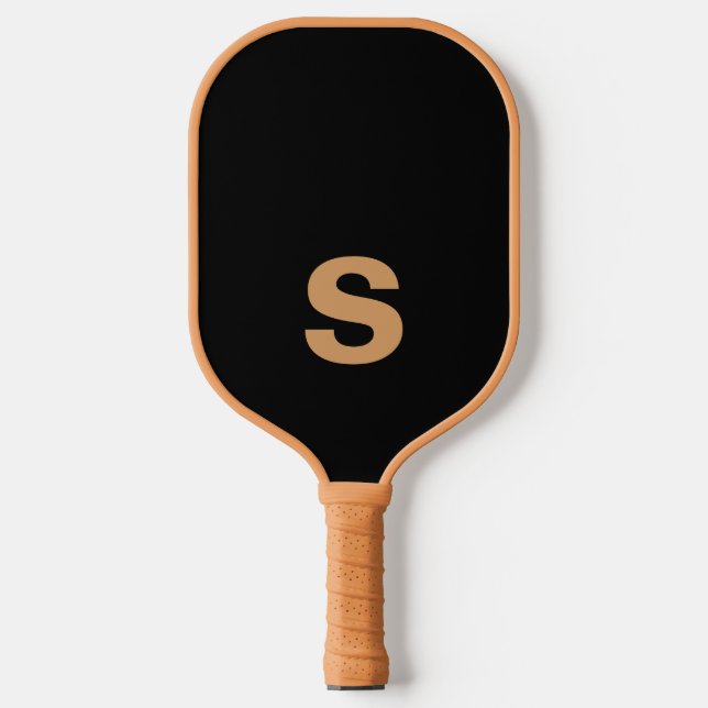 Raquette De Pickleball Terracotta Et Noir | Monogramme moderne (Recto)