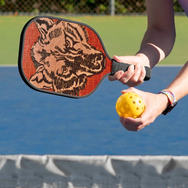 Raquette De Pickleball Tête de loup sur le rouge (Insitu)