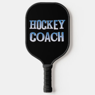 Raquette De Pickleball Texte bleu brut de l'entraîneur de hockey